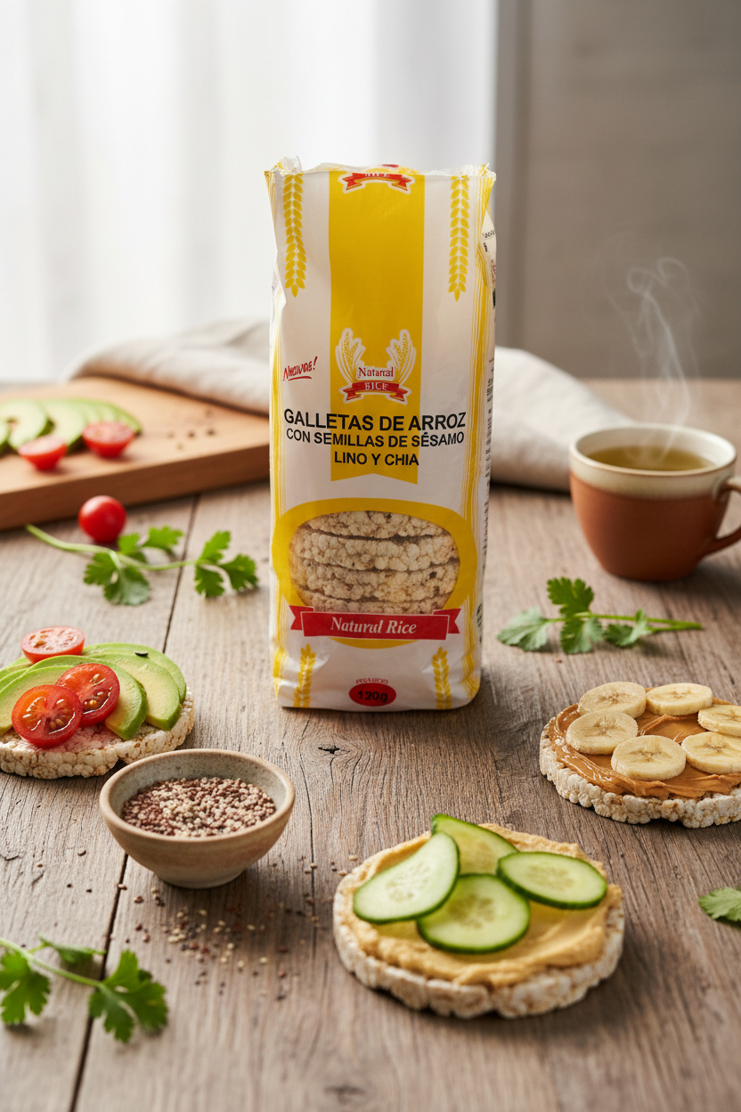 Galletas de arroz integral con semillas